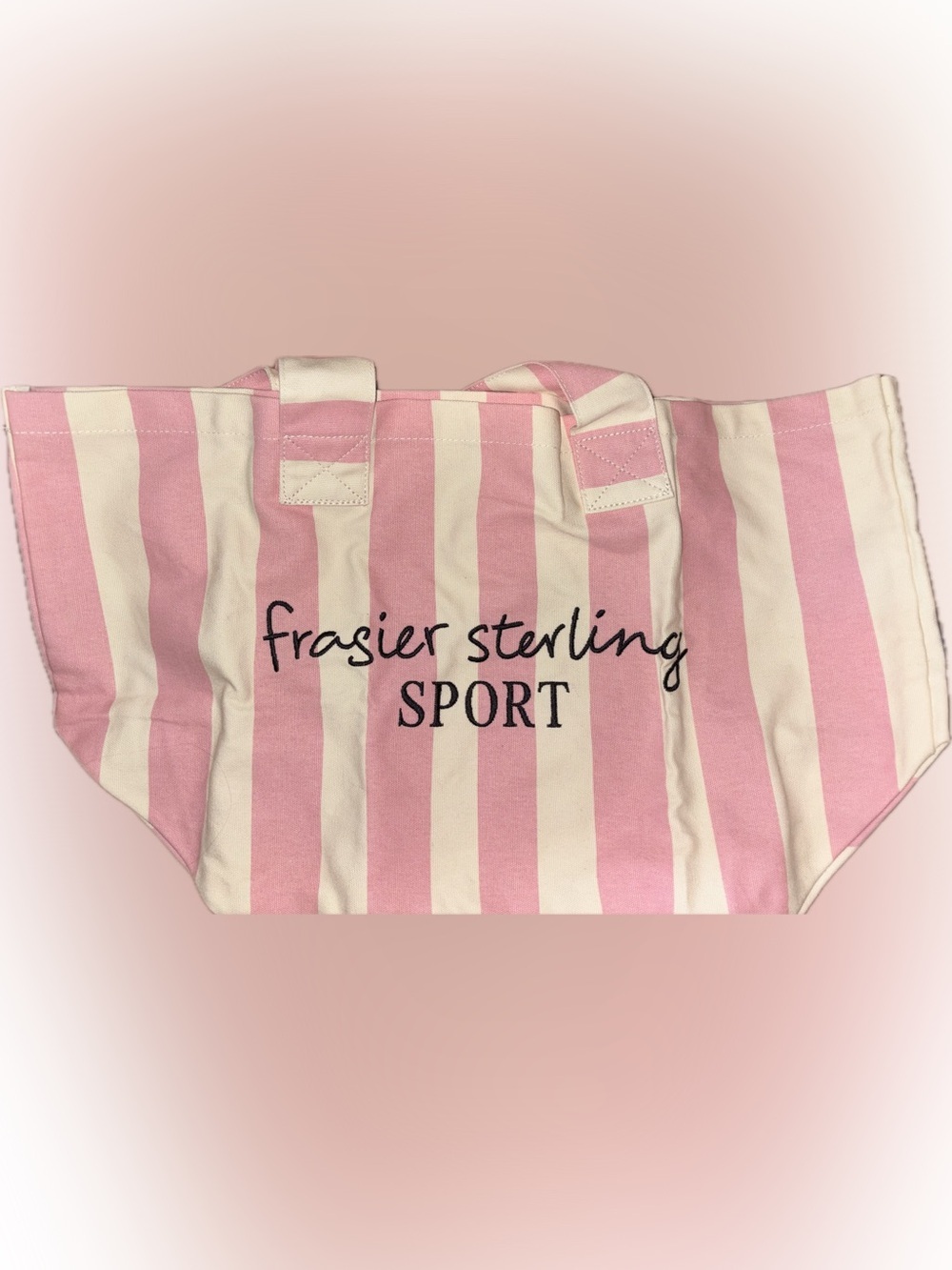 NWT Frasier Sterling Sport Pink & Cream Cotton Canvas Tote Bag HUGE - Picture 4 of 14